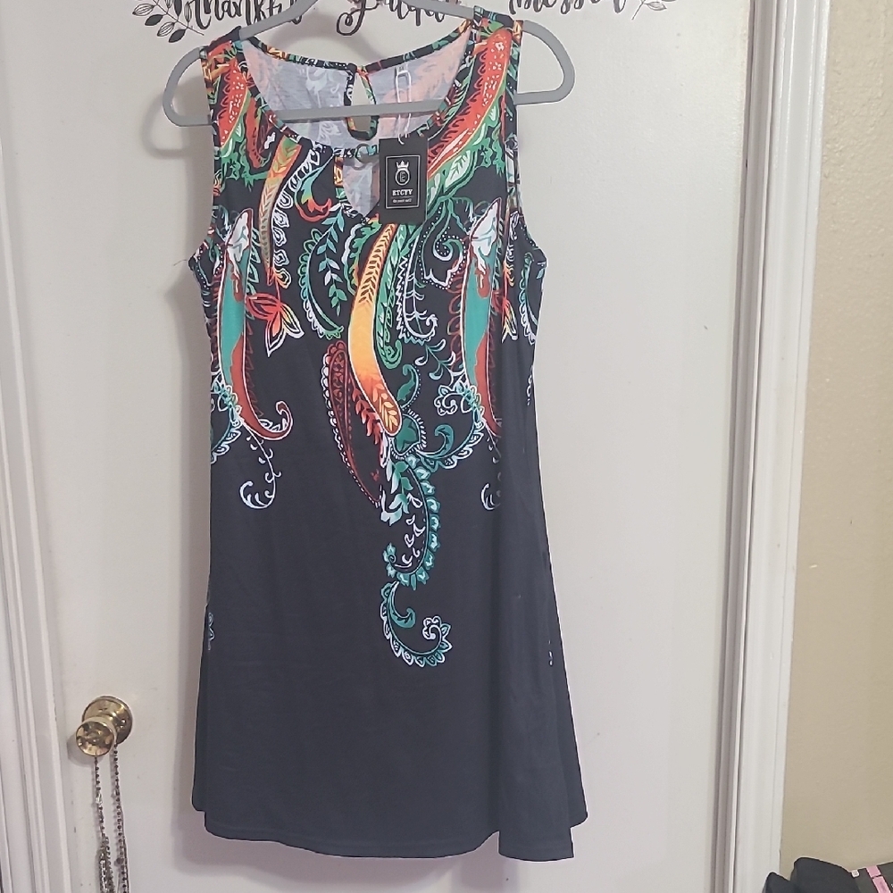 Colorful Paisley Sleeveless Dress